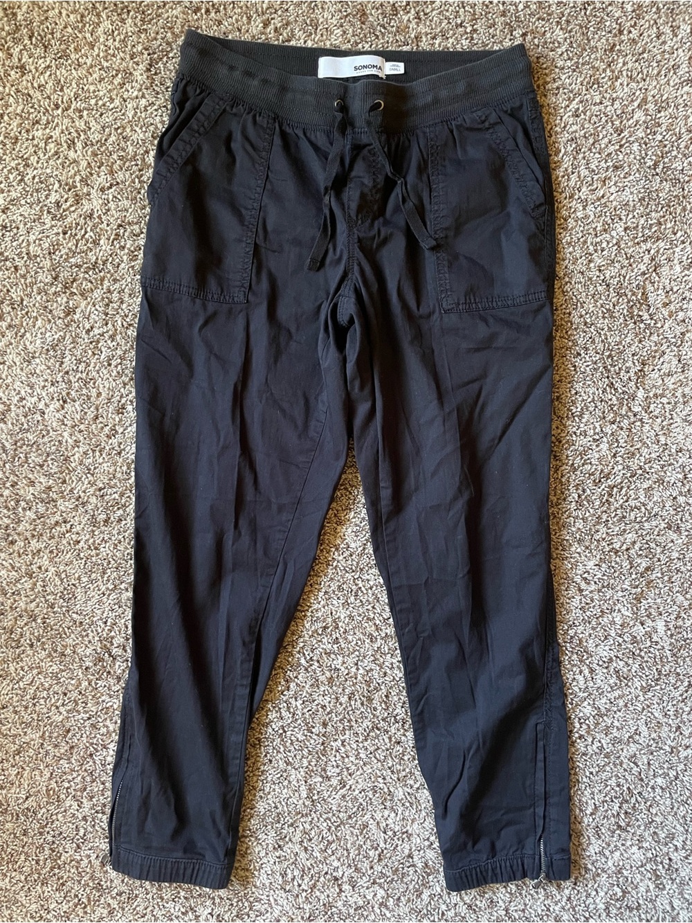 Sonoma Casual Black Twill Ankle Length Pants Women’s Size Small EUC